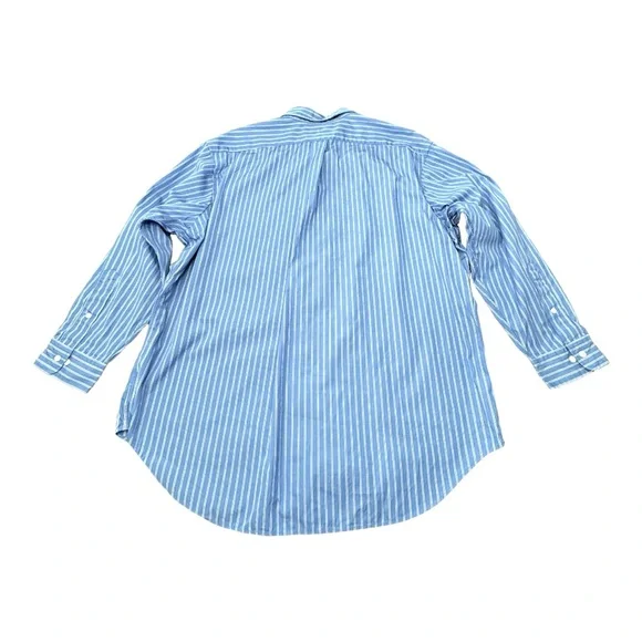 Ralph Lauren Button Down Shirt Blue Stripe Long Sleeve Classic Men 17 1/2 32/33 - Picture 2 of 10